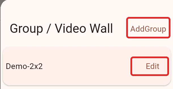 Add or edit a device group under Group / Video Wall