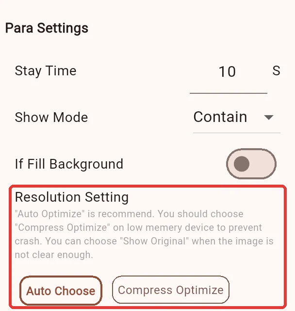 Image quality and optimization options