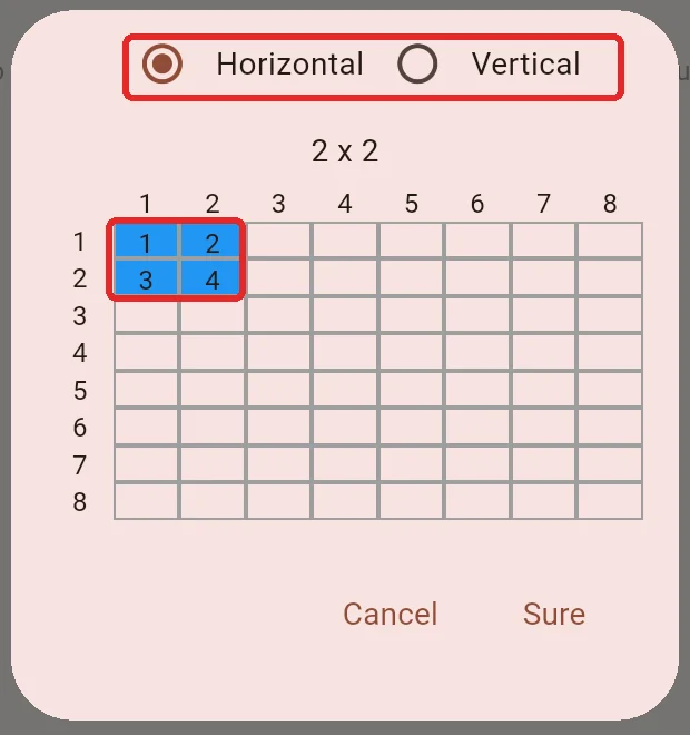 Choose landscape orientation and a two-by-two layout