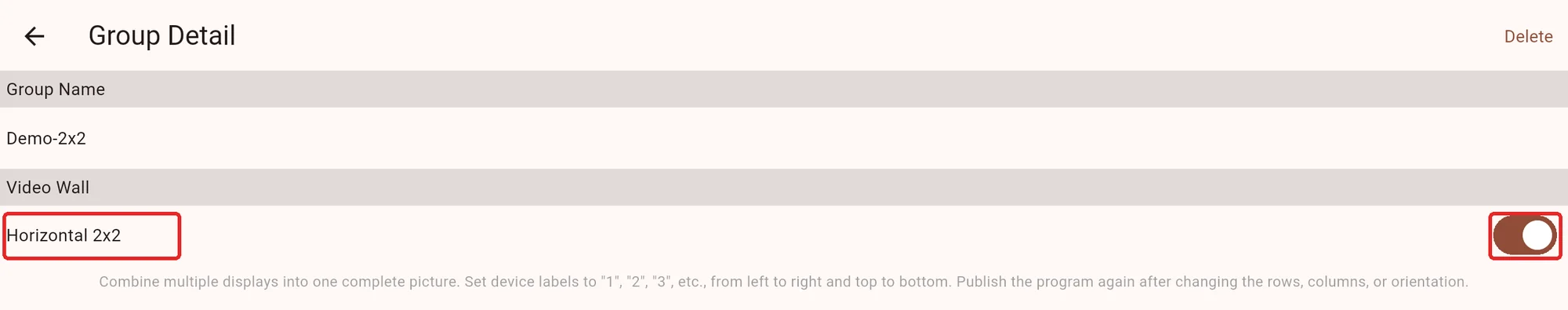 Enable Video Wall and open the layout text